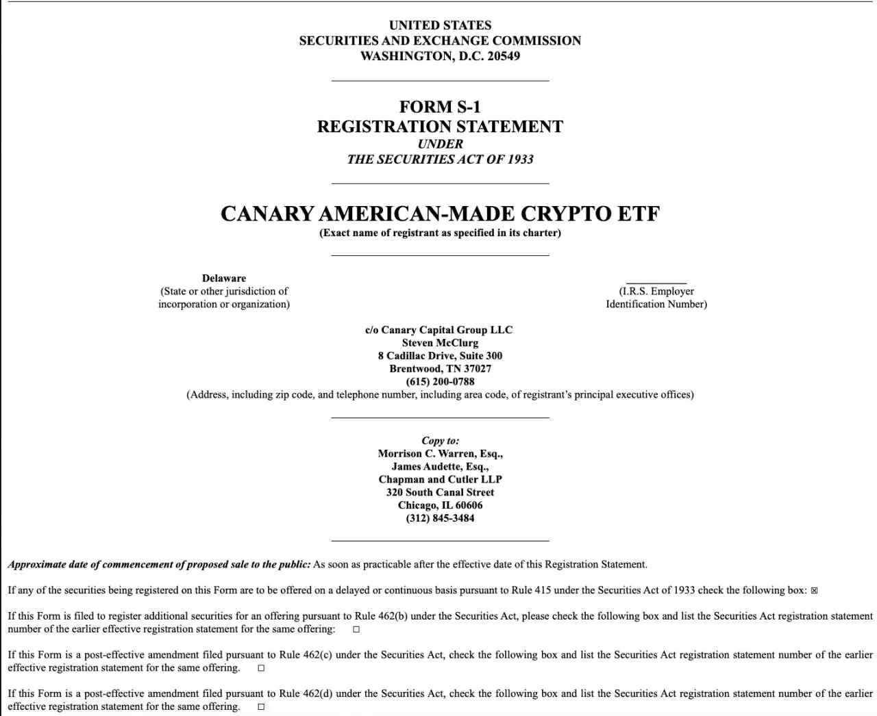 Canary Files for U.S.-Based Cryptocurrency ETF: A New Era for Digital Assets